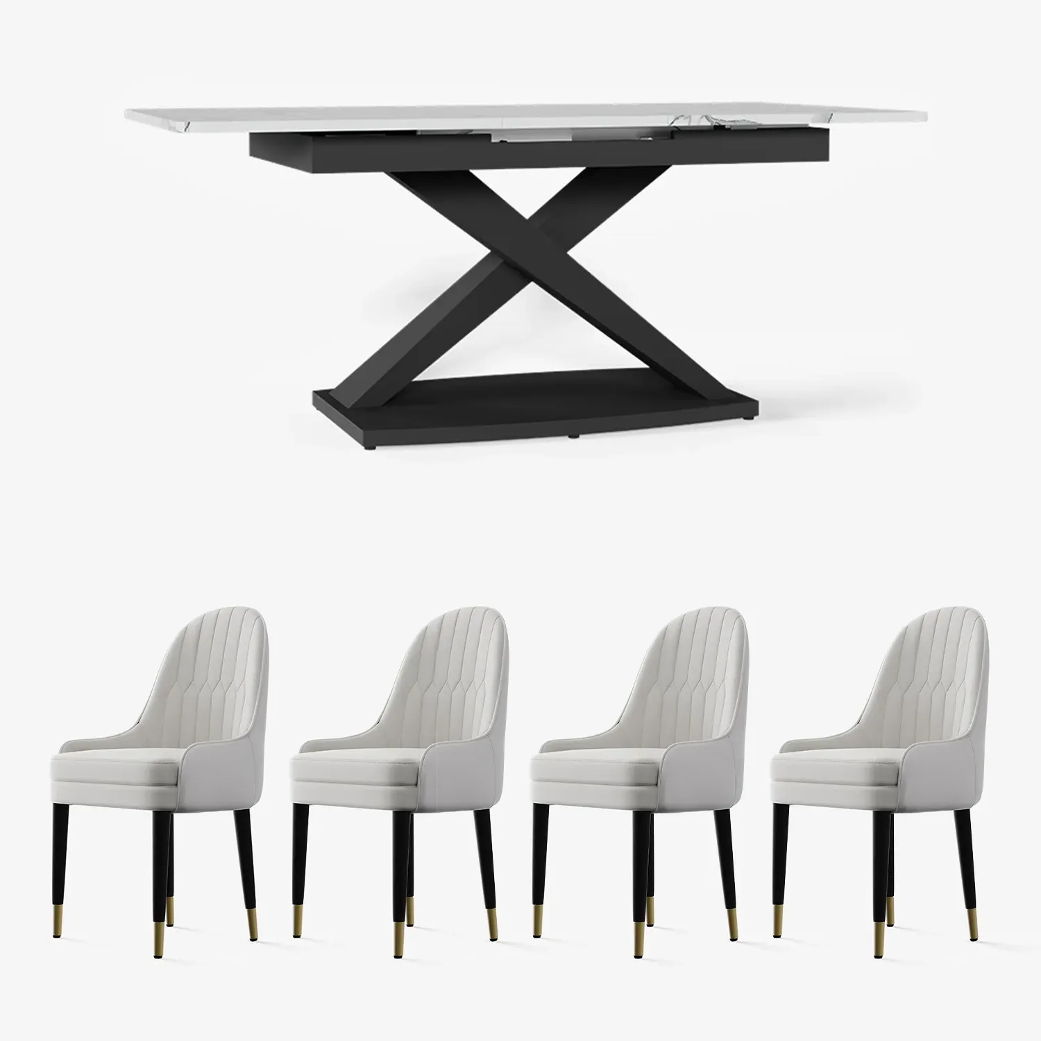 Thomas Rectangular Extendable Dining Table Set with 4 Chairs - White image