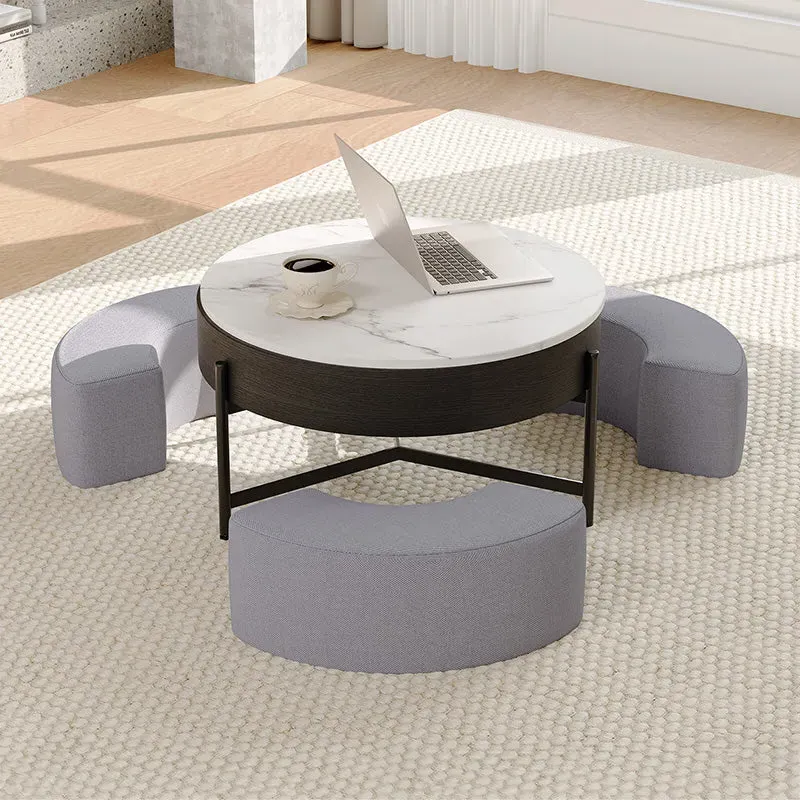 Thomas Round Lift-Top Coffee Table with Storage and Ottoman