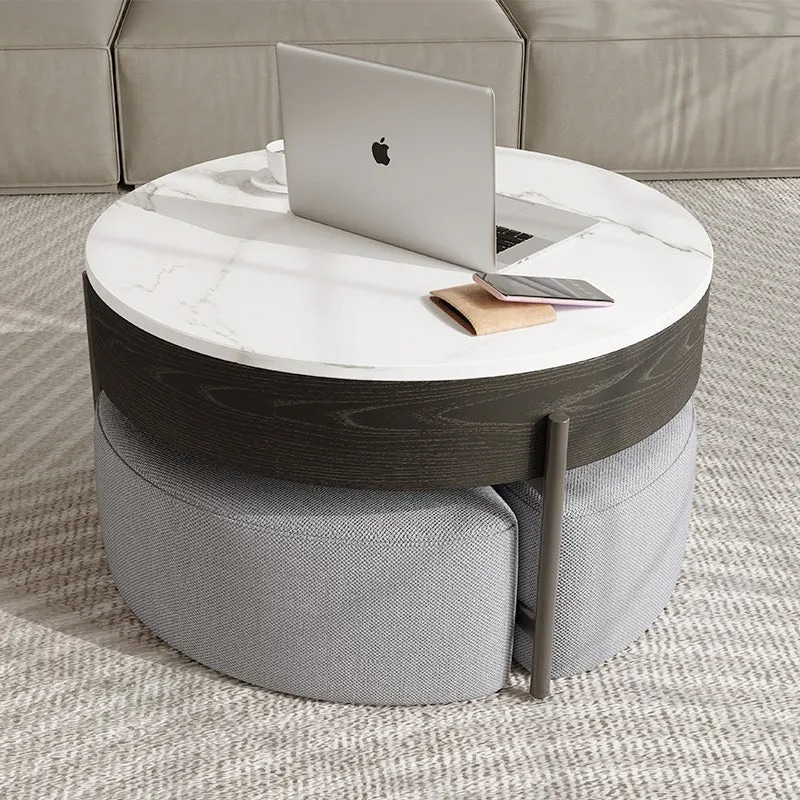 Thomas Round Lift-Top Coffee Table with Storage and Ottoman