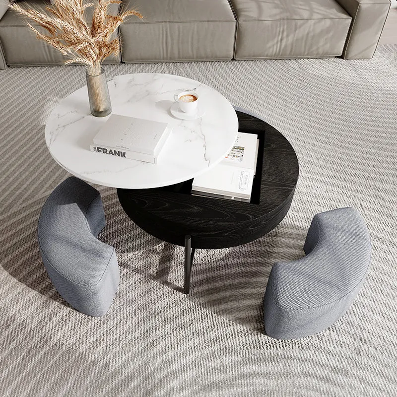 Thomas Round Lift-Top Coffee Table with Storage and Ottoman