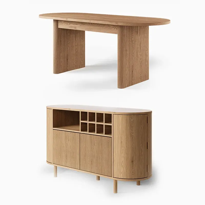 Todd Japandi 4-6 Seater Extendable Oval Dining Table Set