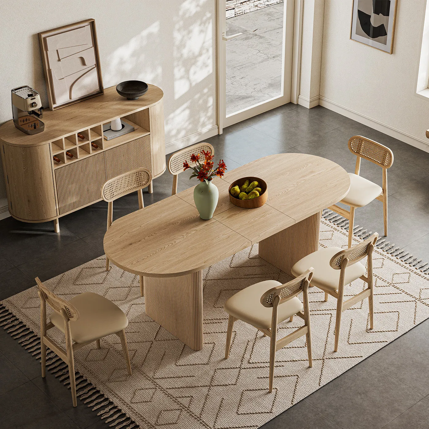 Todd Japandi 4-6 Seater Extendable Oval Dining Table - Wood