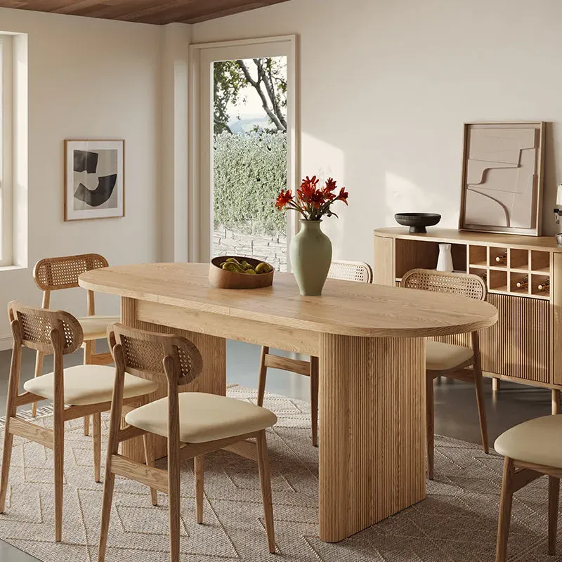 Todd Japandi 4-6 Seater Extendable Oval Dining Table - Wood