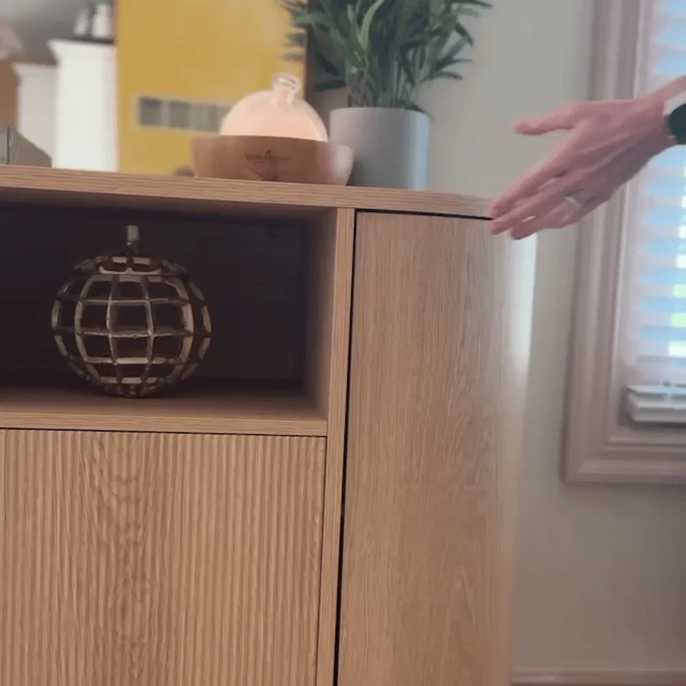 Todd Japandi Kitchen Sideboard with Storage - Light Brown, Wood