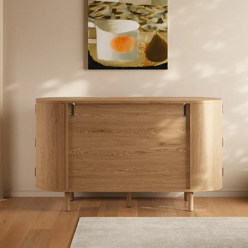 Todd Japandi Kitchen Sideboard with Storage - Light Brown, Wood