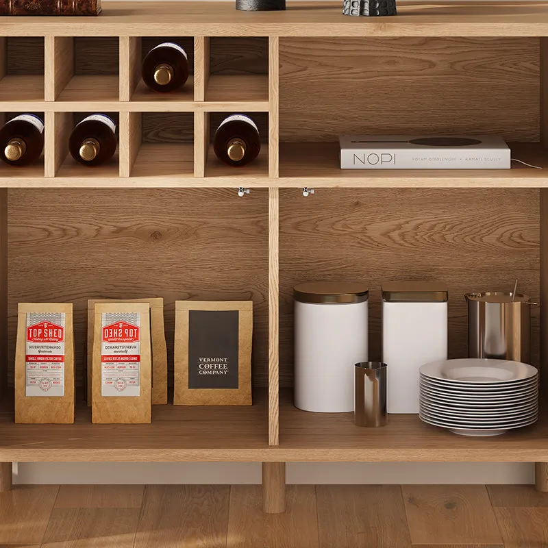 Todd Japandi Kitchen Sideboard with Storage - Light Brown, Wood