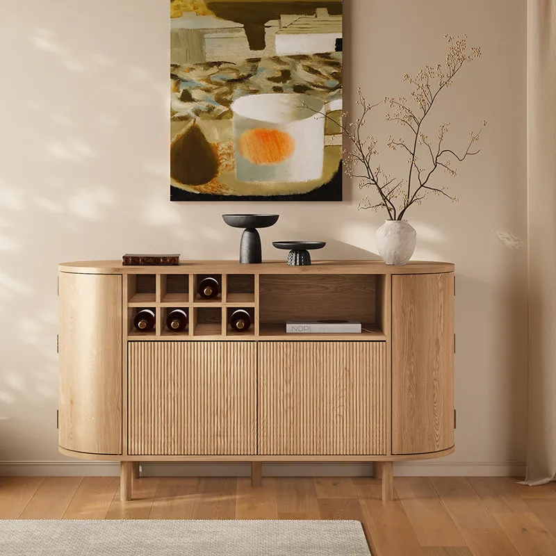 Todd Japandi Kitchen Sideboard with Storage - Light Brown, Wood image