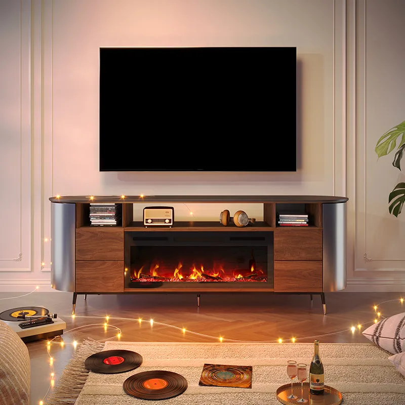 UCapsule 76.8" TV Stand with Electric Fireplace and Drawers image