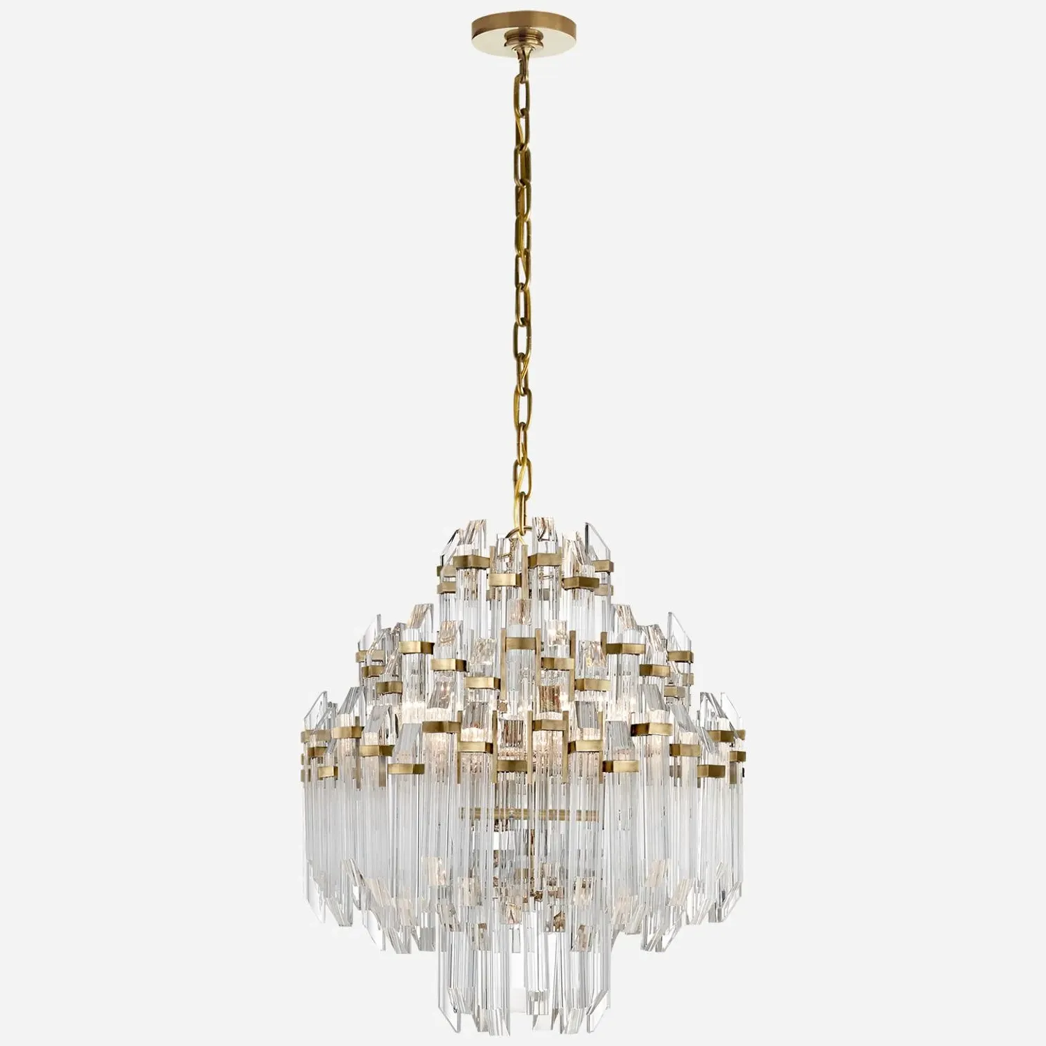4-Tier Waterfall Chandelier - Antique Brass, Metal product
