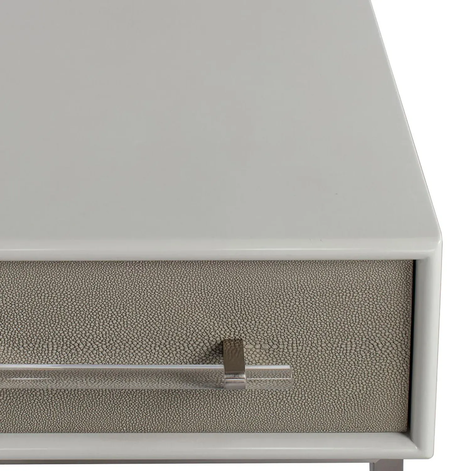 Alice Bedside Table with Drawer - Grey, Faux Shagreen alternate view