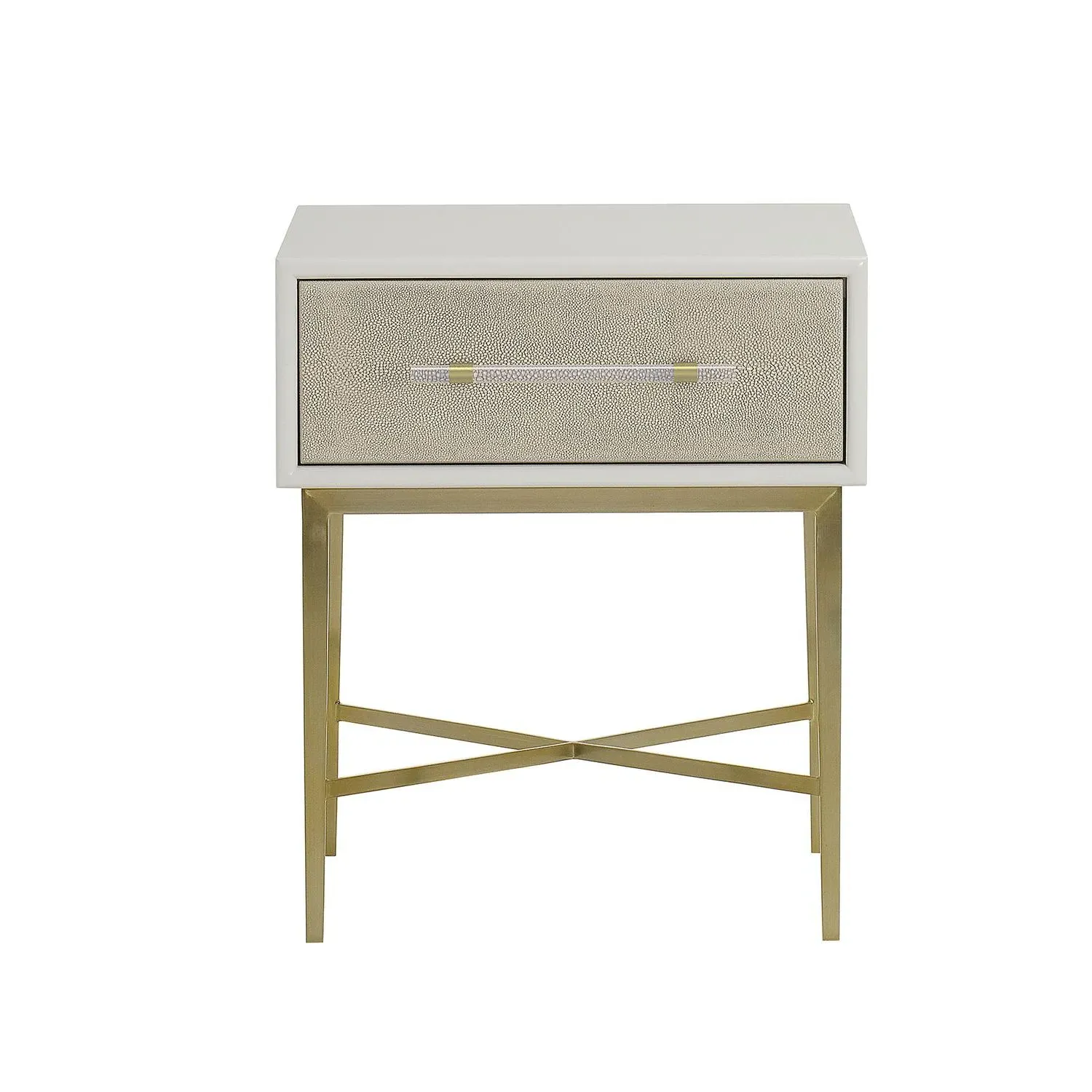 Single Drawer Bedside Table - Ivory, Faux Shagreen alternate view