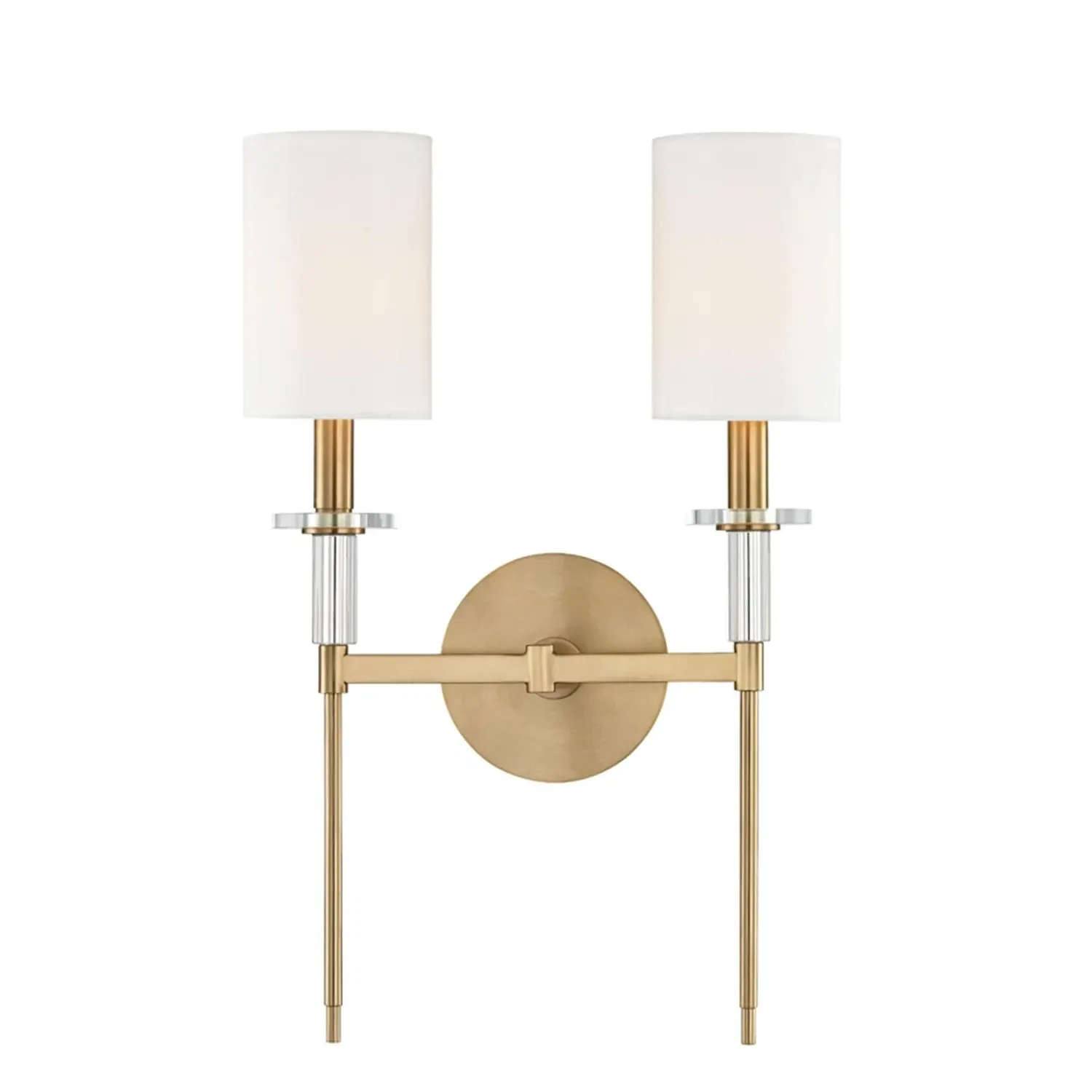Double Wall Light with Shades - Aged Brass product
