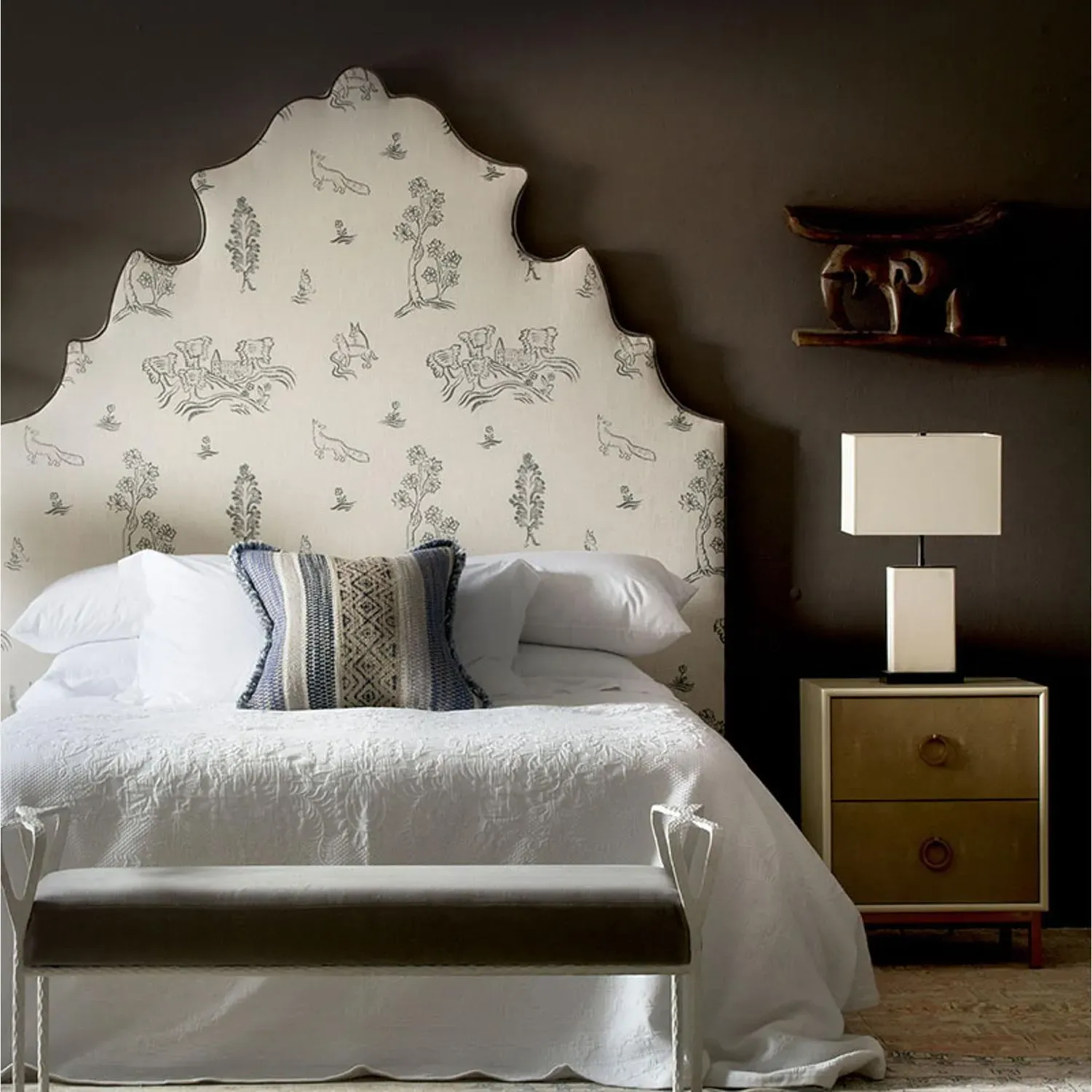 5ft Lucifer Headboard with Flame Silhouette - Upholstered alternate view