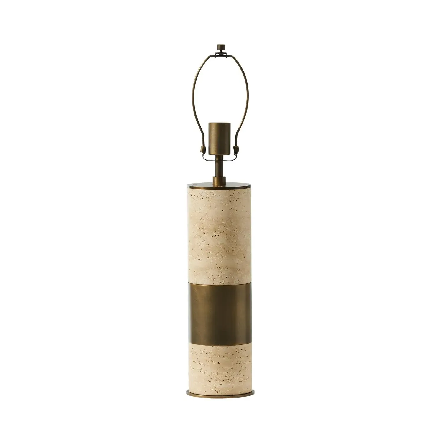 Aura Table Lamp Base - Travertine, Burnished Brass product