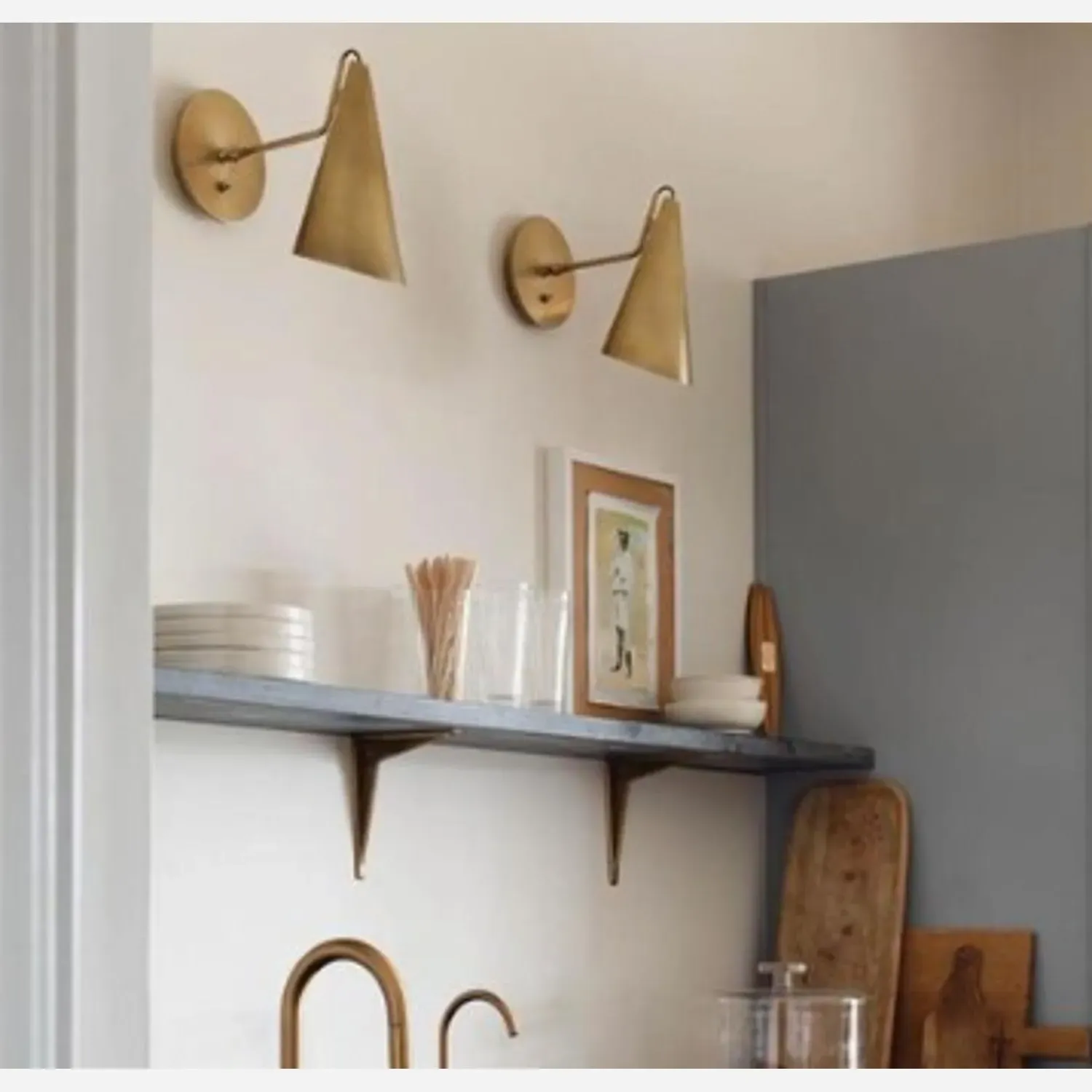 Conical Wall Light - Antique Brass, Metal alternate view