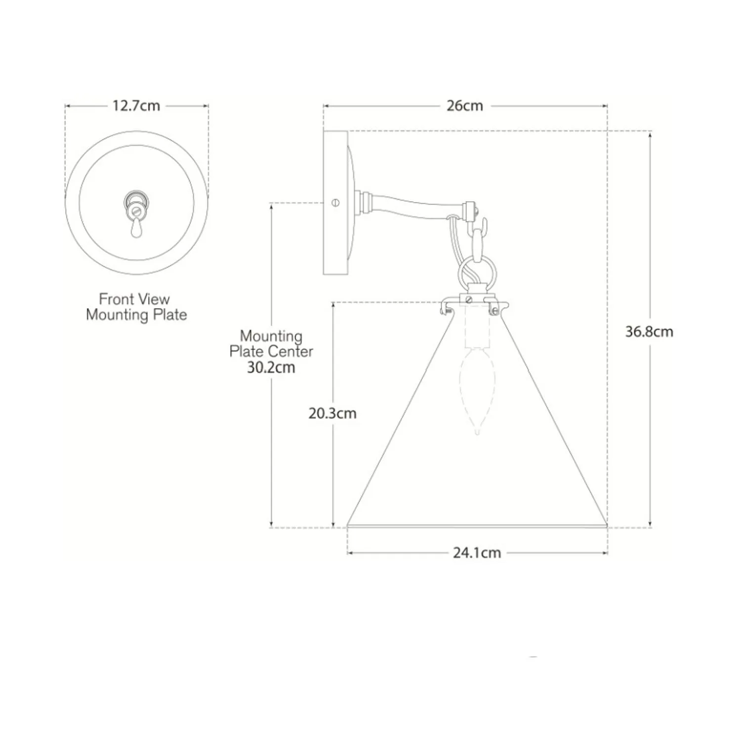 Conical Wall Light - Polished Nickel alternate view