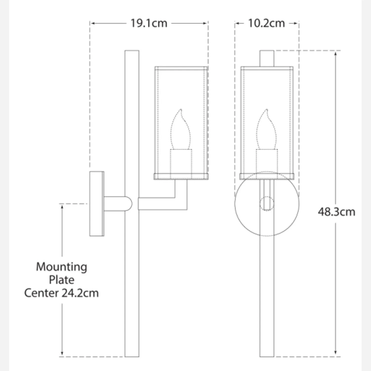 Cylindrical Wall Light with Glass Shade - Bronze alternate view
