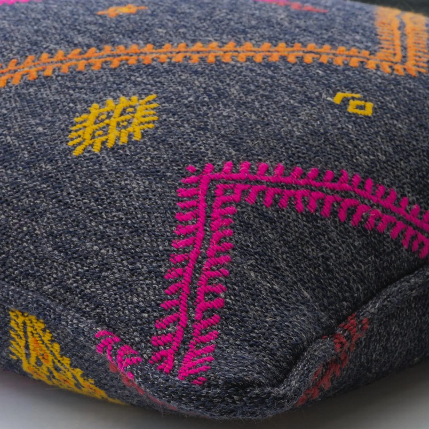 Diego Geometric Cushion - Indigo, Linen alternate view