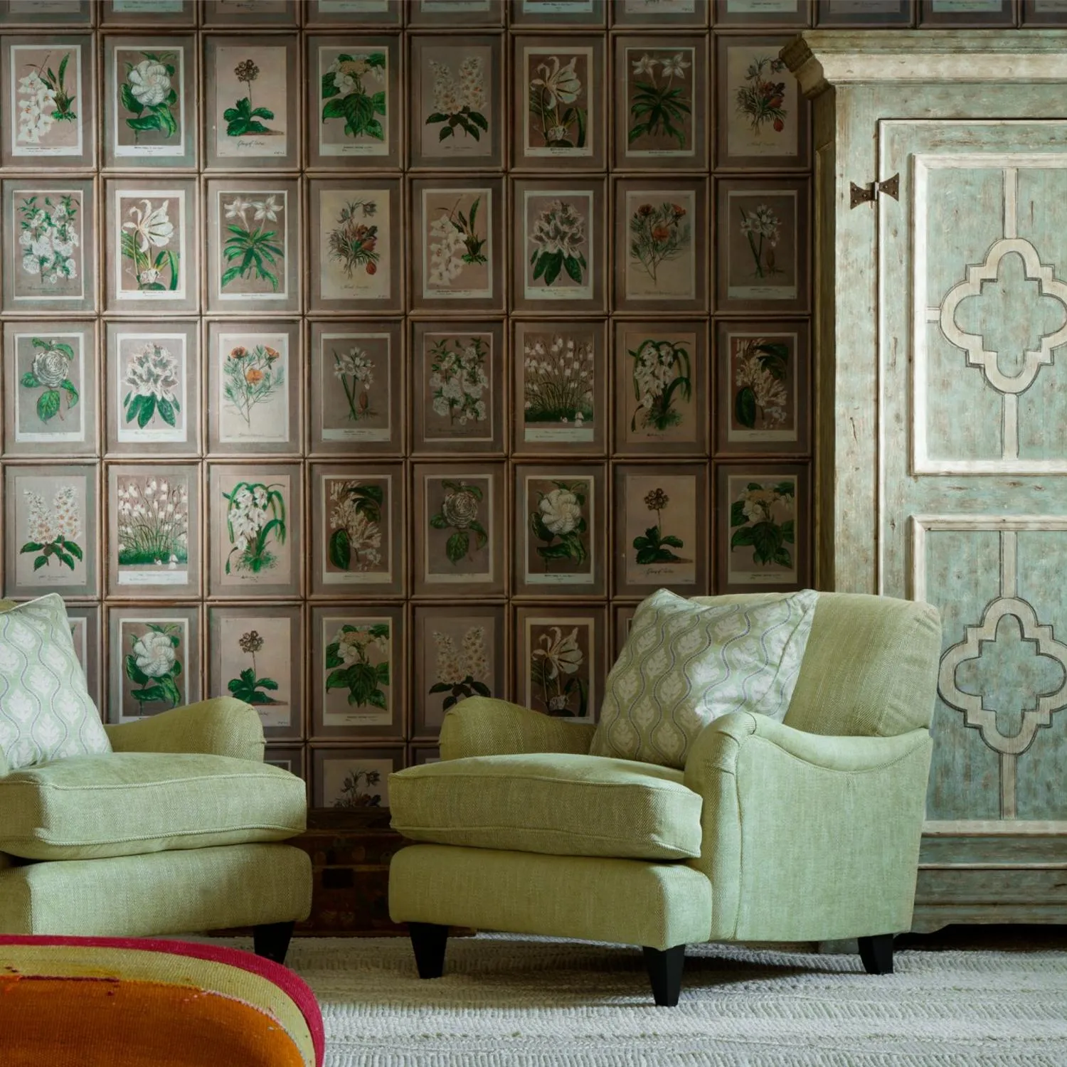 French-Style Armoire with Quatrefoil Detail - Grey, Wood alternate view