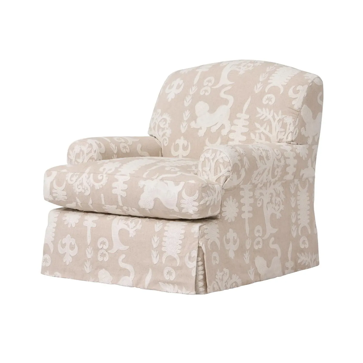 Greenwich High Back Chair with Scroll Arms - Light Neutral, Cotton product