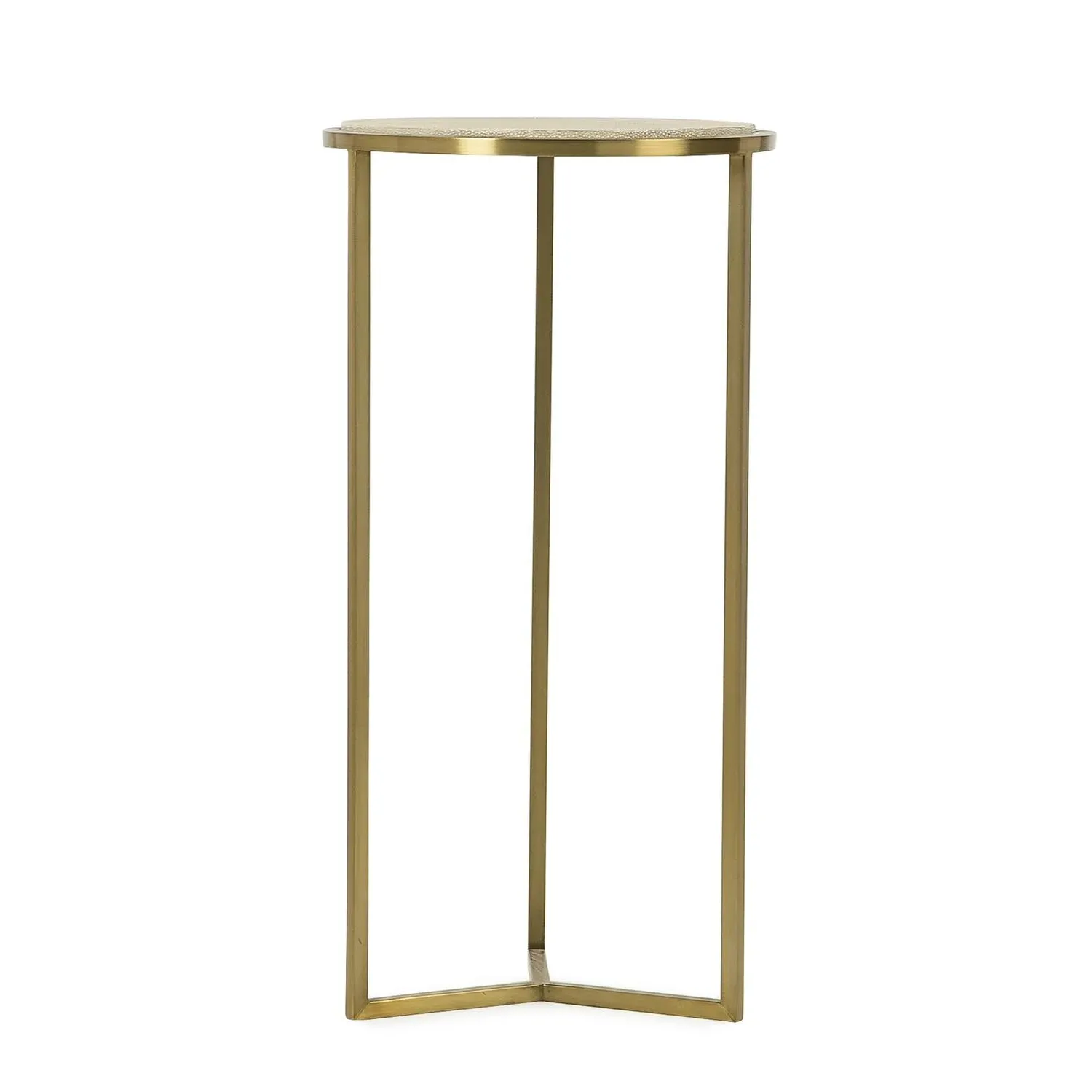 Holly Side Table with Steel Base - Cream, Faux Shagreen alternate view