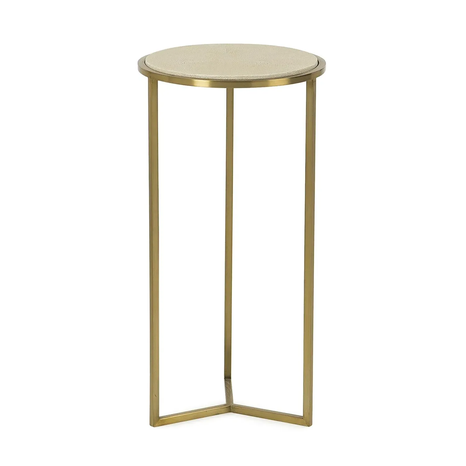 Holly Side Table with Steel Base - Cream, Faux Shagreen product