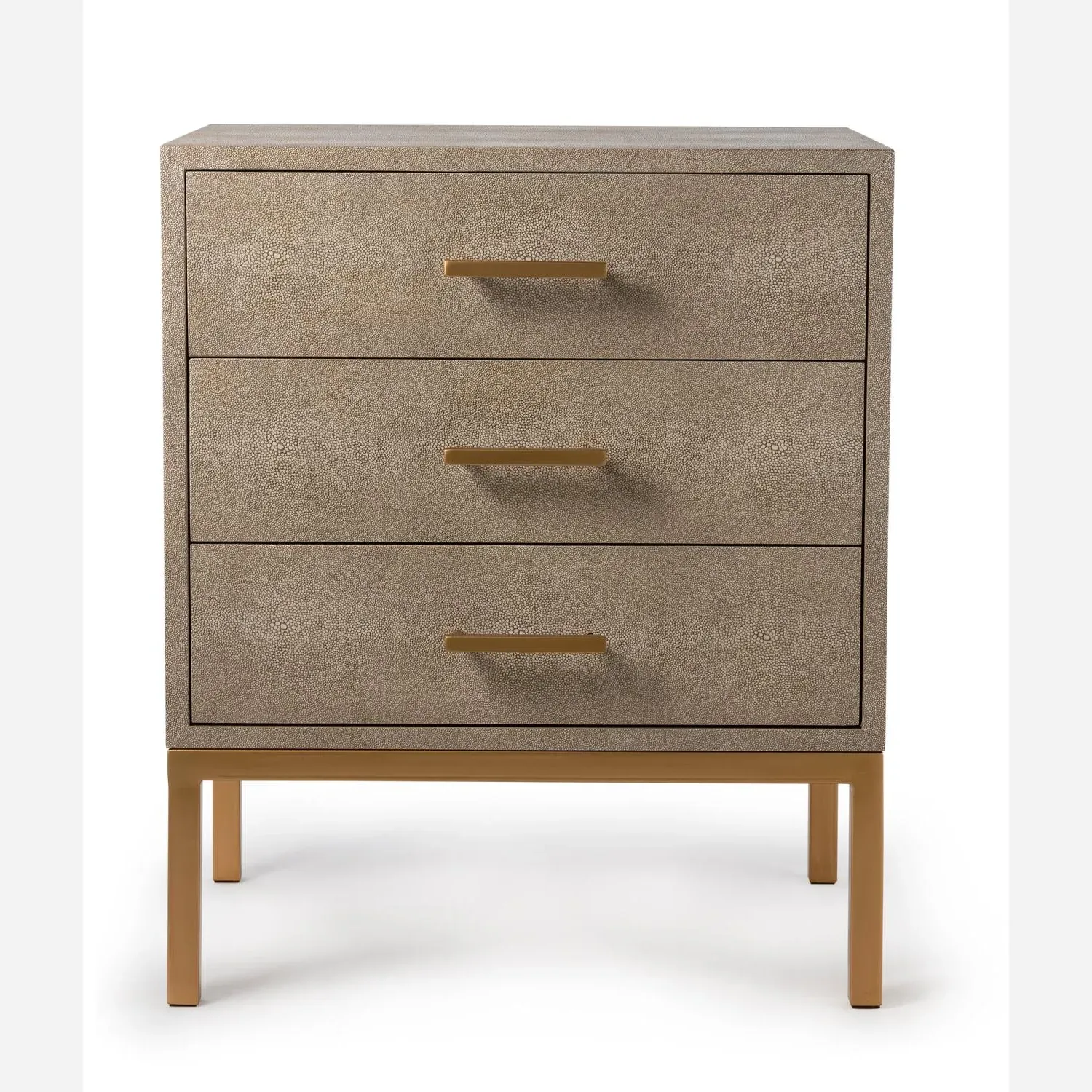Jasper Bedside Table with Gold Handles - Cream, Faux Shagreen alternate view