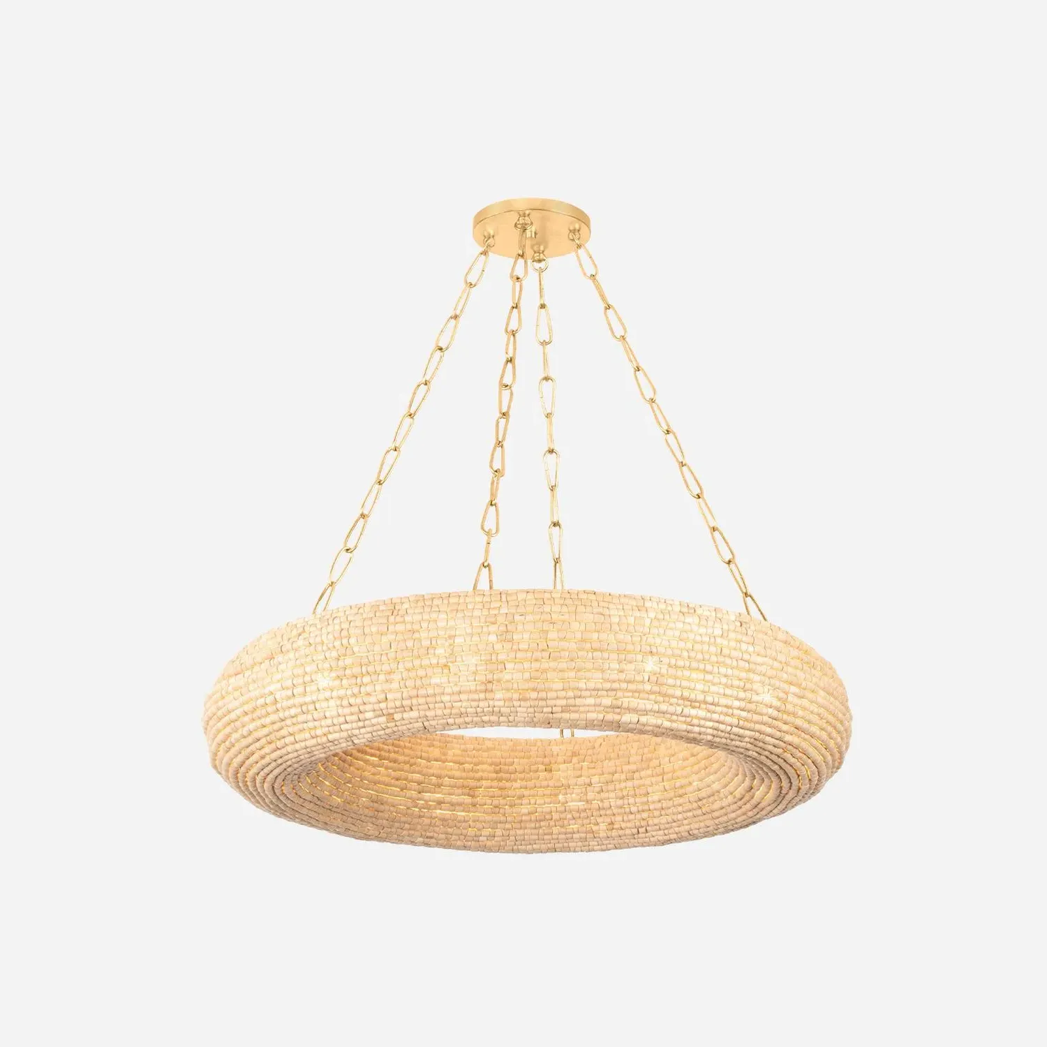 Large Chandelier with Wood Beads - Brass product