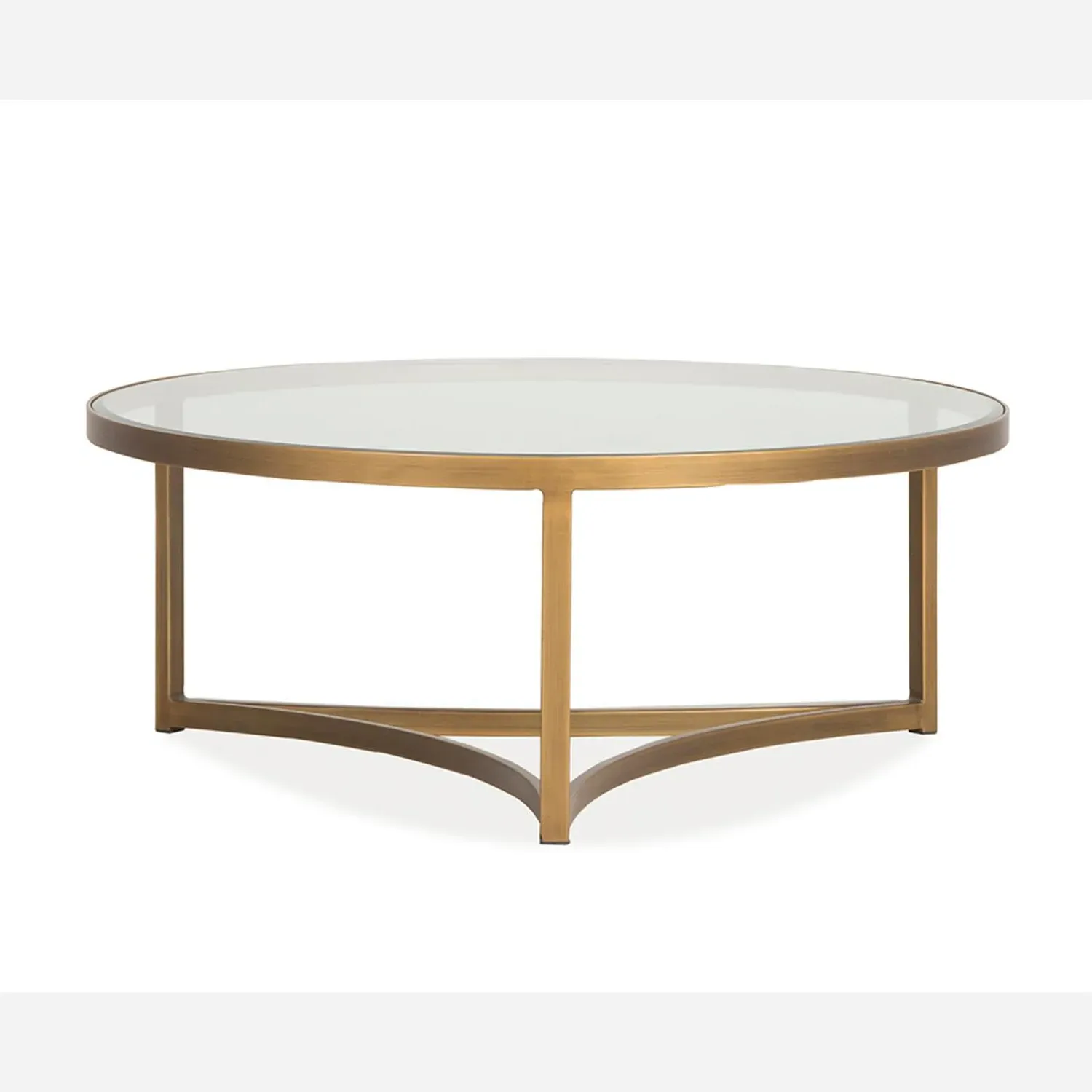 Large Round Coffee Table - Brass, Glass product