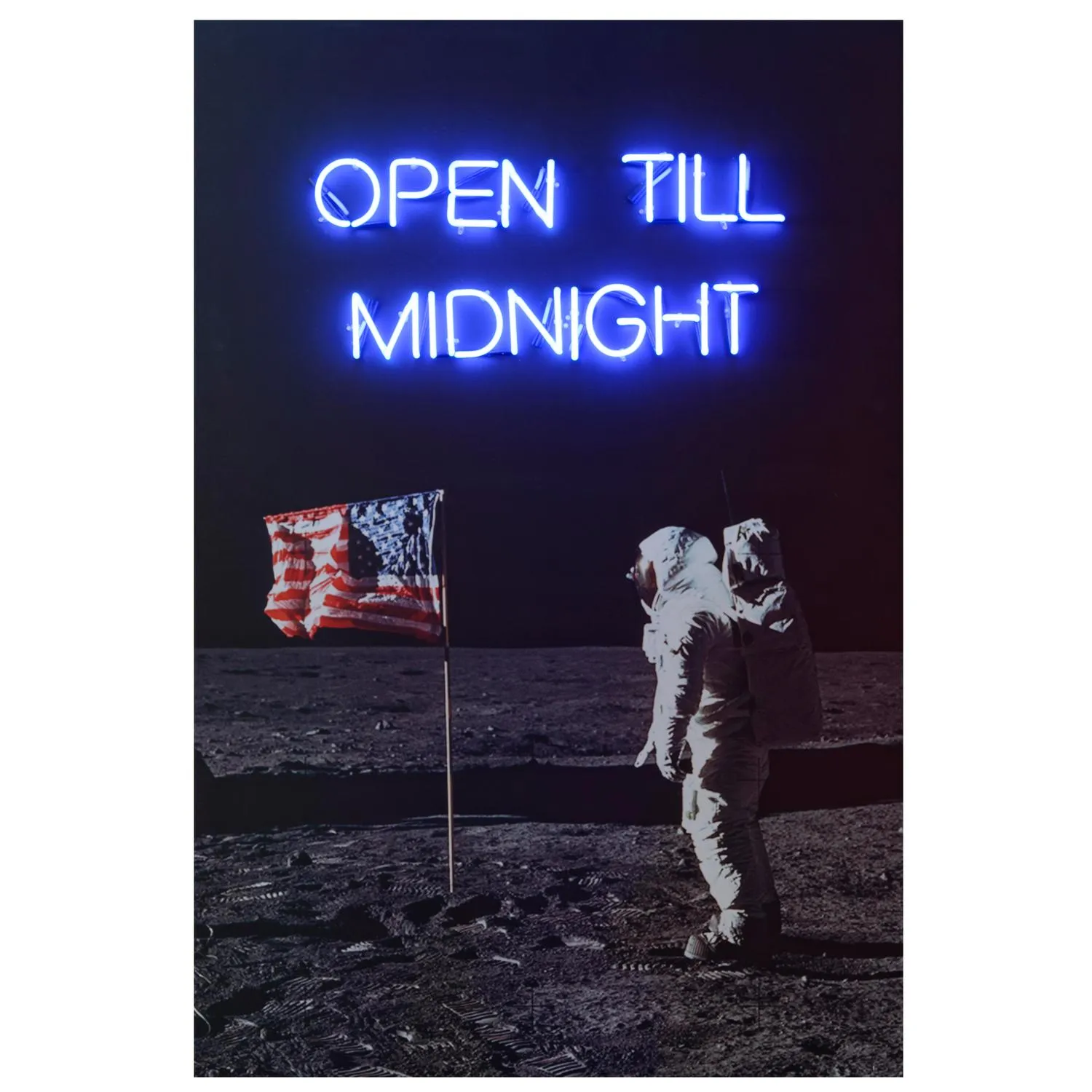 Moon Landing Neon Artwork - Blue, Aluminium product