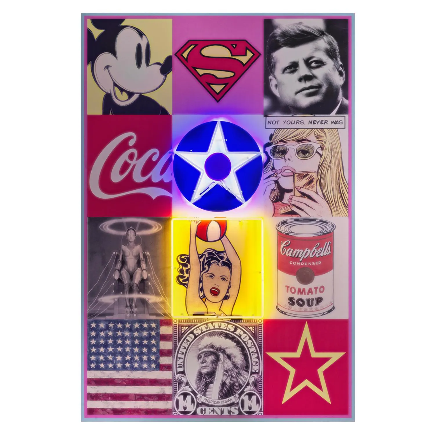 Neon America Wall Artwork - Multicolour, Aluminium product