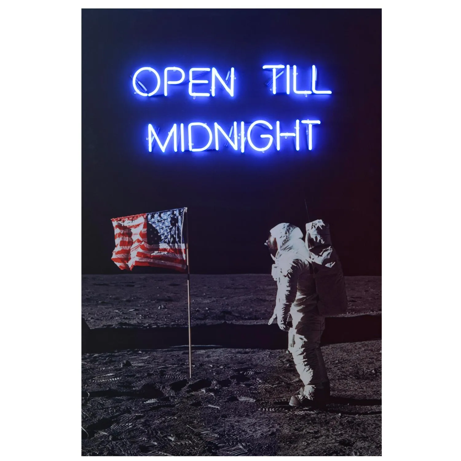 Neon Moon Landing Wall Art - Aluminium Print, 100x150cm product