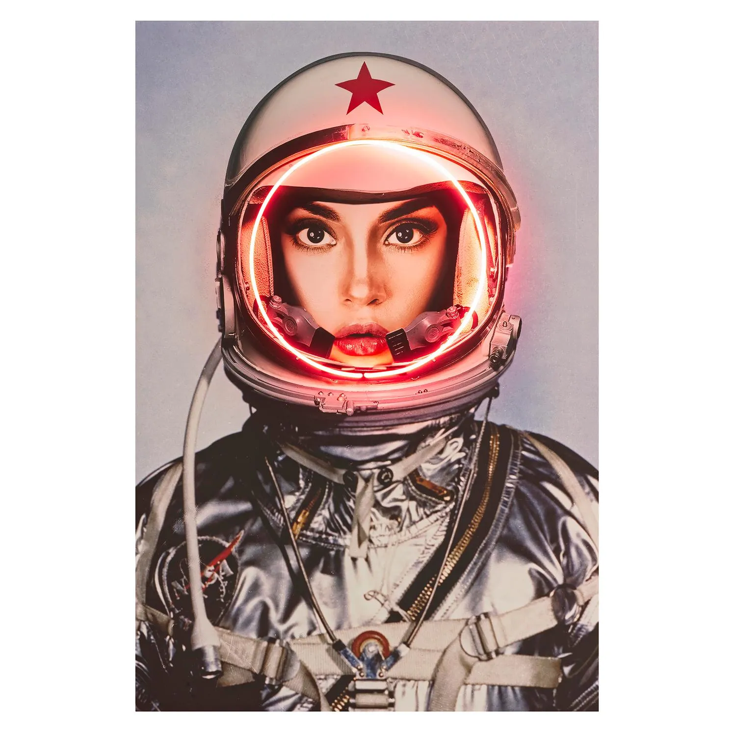 Neon Space Girl Wall Artwork - Silver, Aluminium product