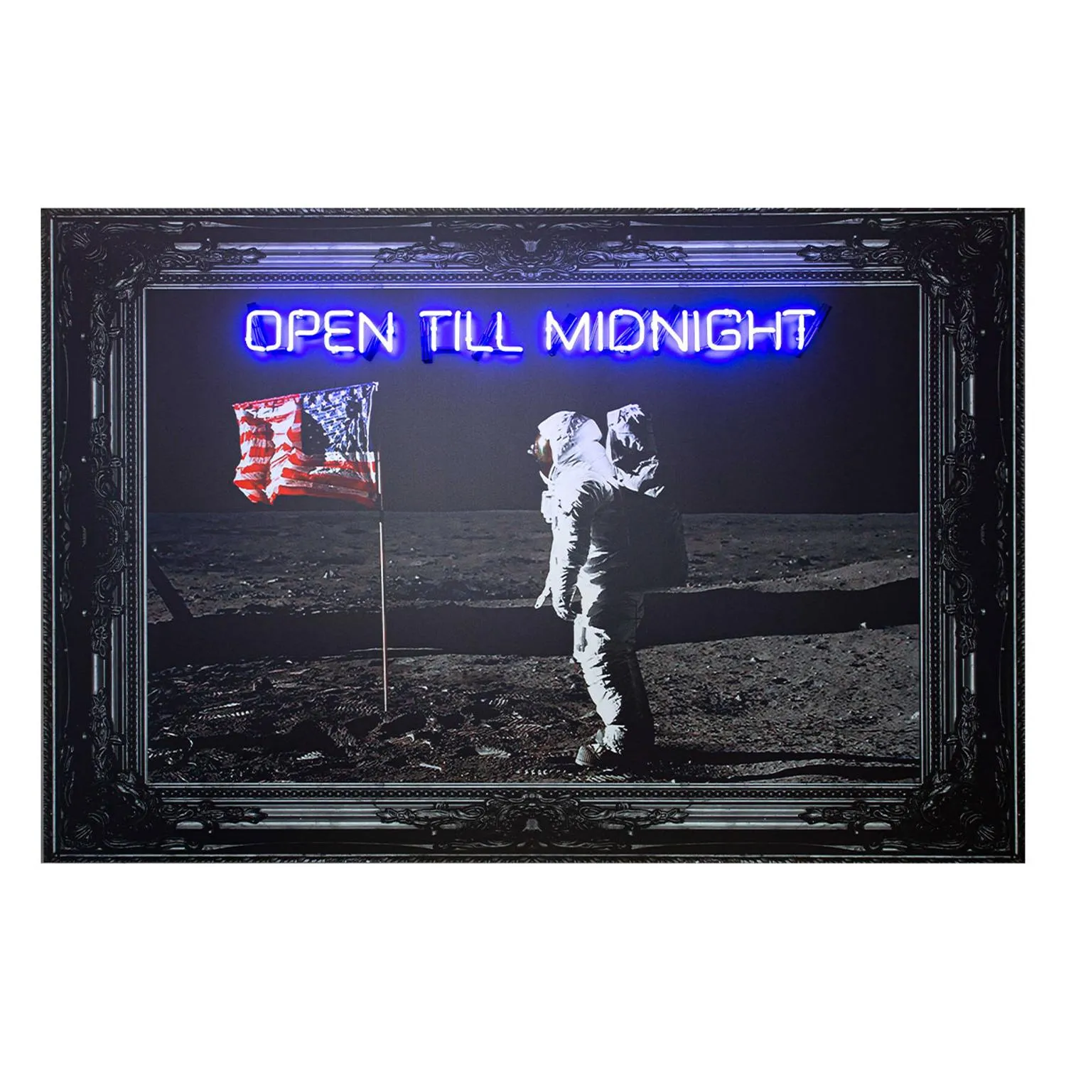 Open Till Midnight Neon Artwork - Blue, Aluminium product