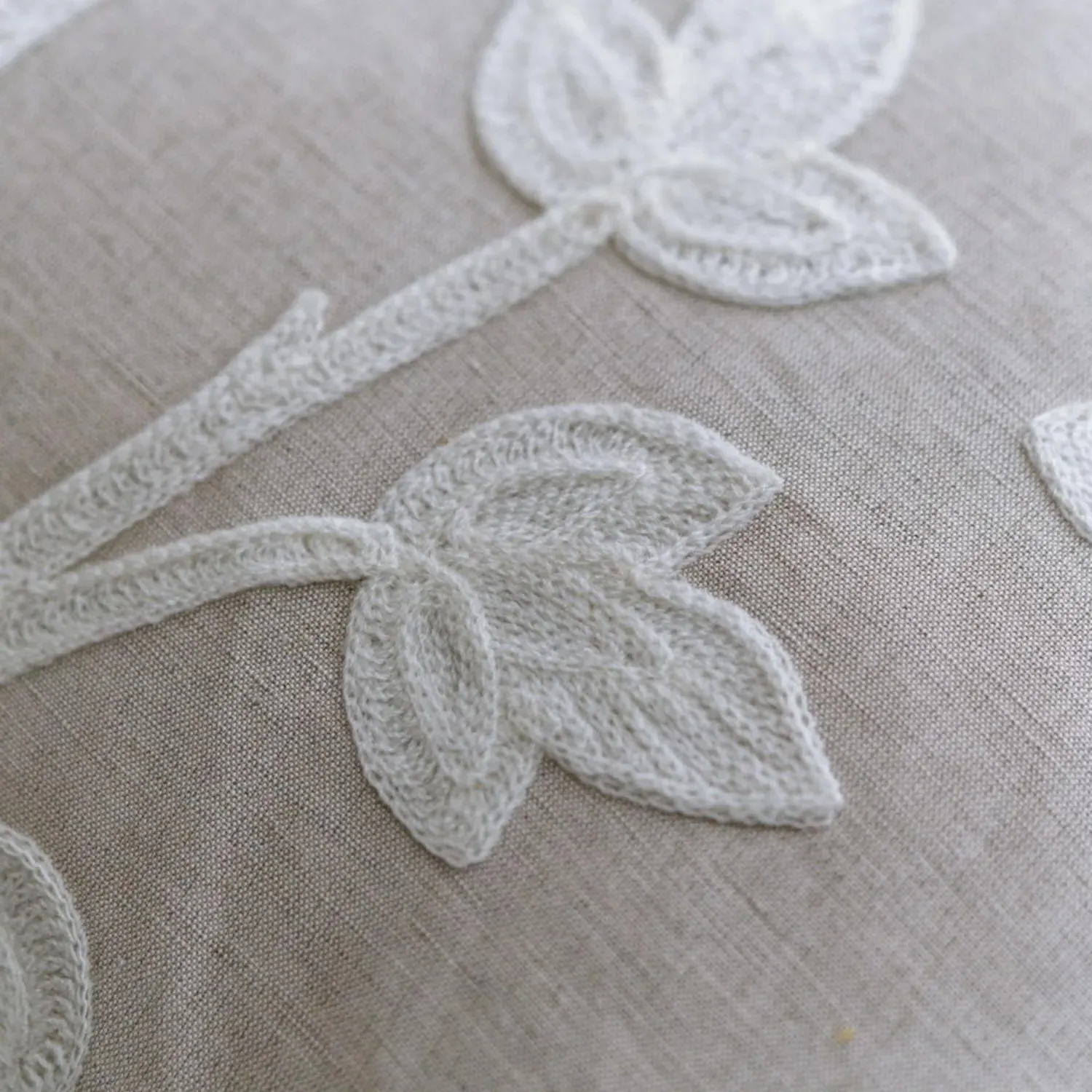 Pomegranate Embroidered Floral Cushion - Ivory, Cotton & Linen Blend alternate view