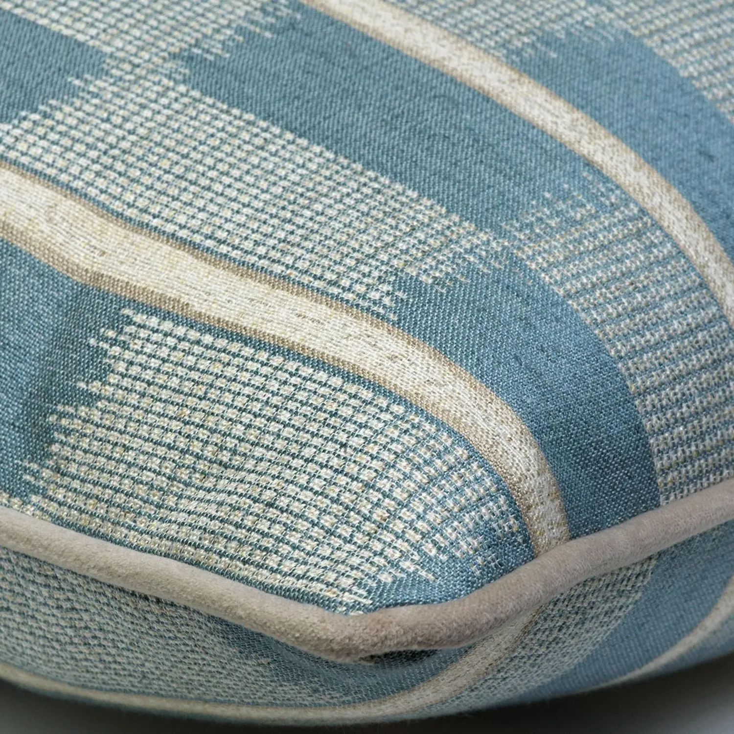 Positano Geometric Cushion - Aqua, Linen Blend alternate view