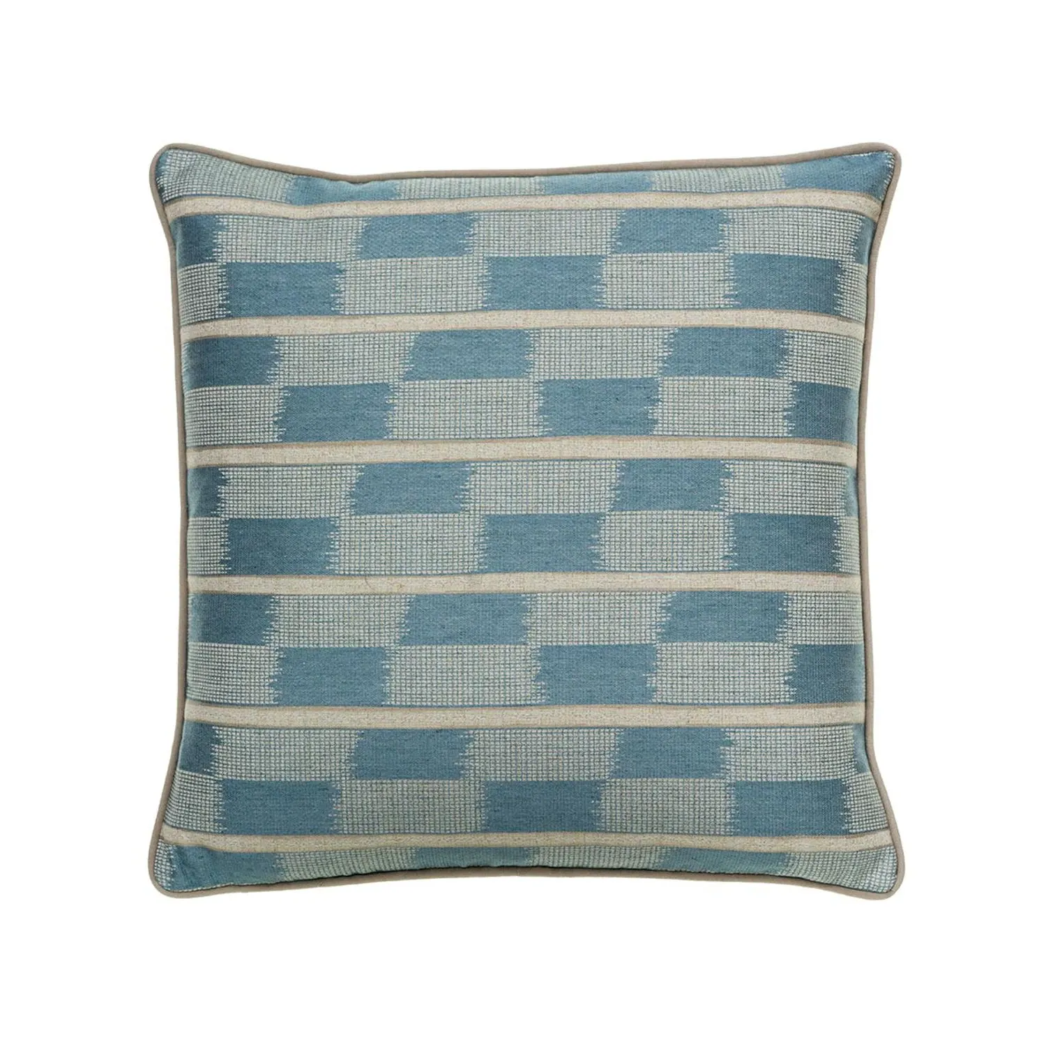 Positano Geometric Cushion - Aqua, Linen Blend product