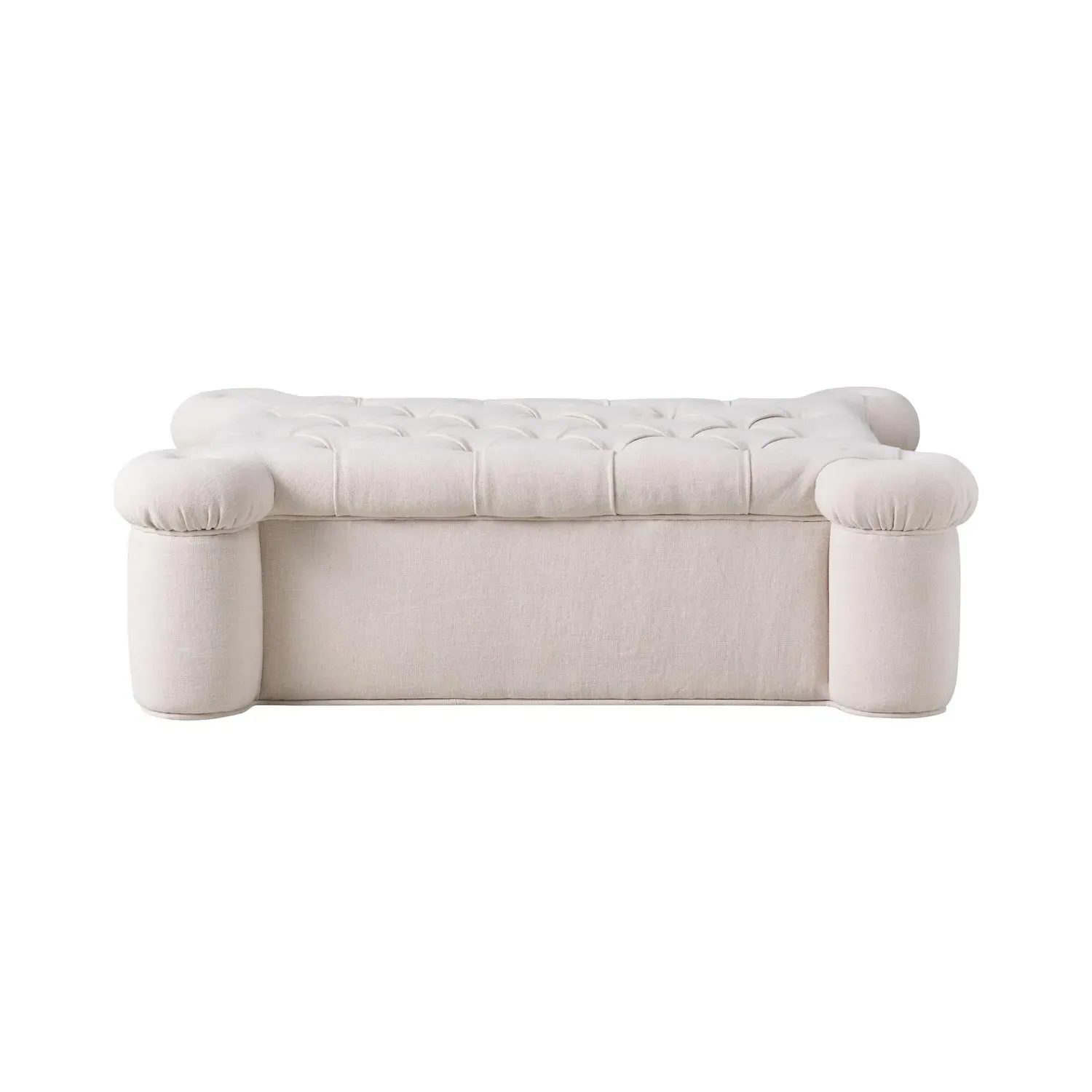 Quatrefoil Ottoman Stool - Light Neutral, Linen alternate view