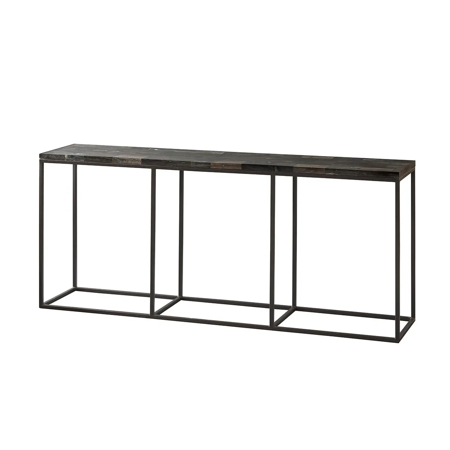 Raife Console Table - Dark Metal, Petrified Wood product