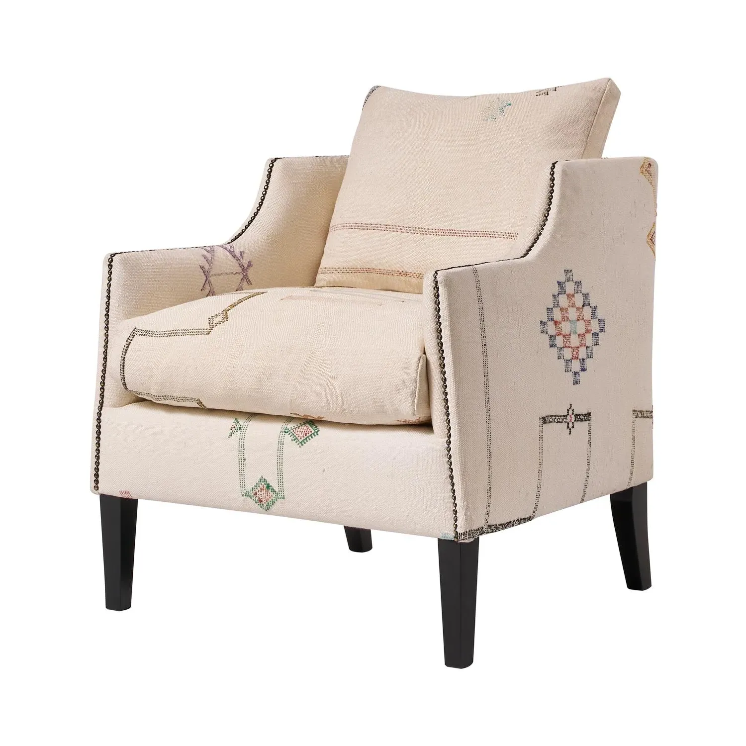Regal Moroccan Armchair - White, Fabric product