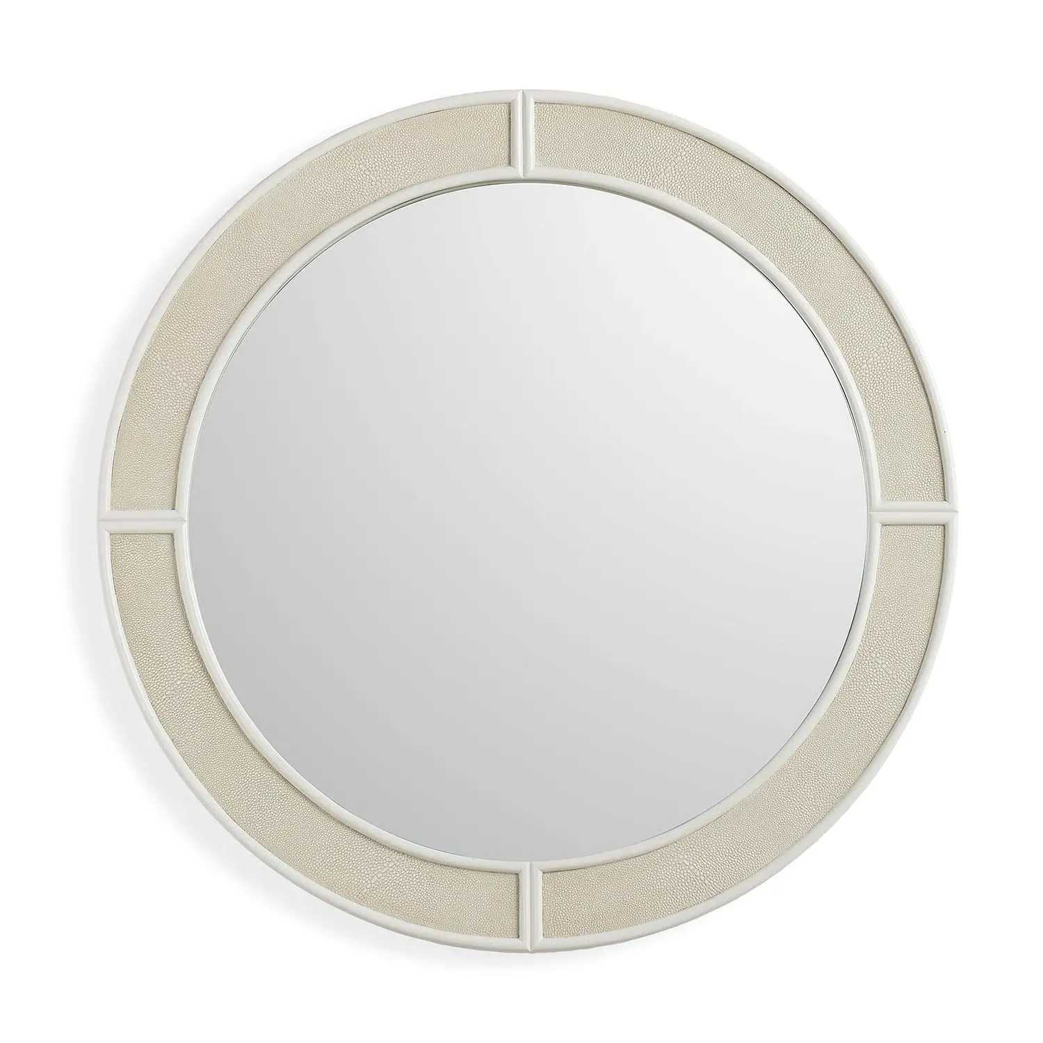 Round Mirror with Faux Shagreen Frame - White, Composite product