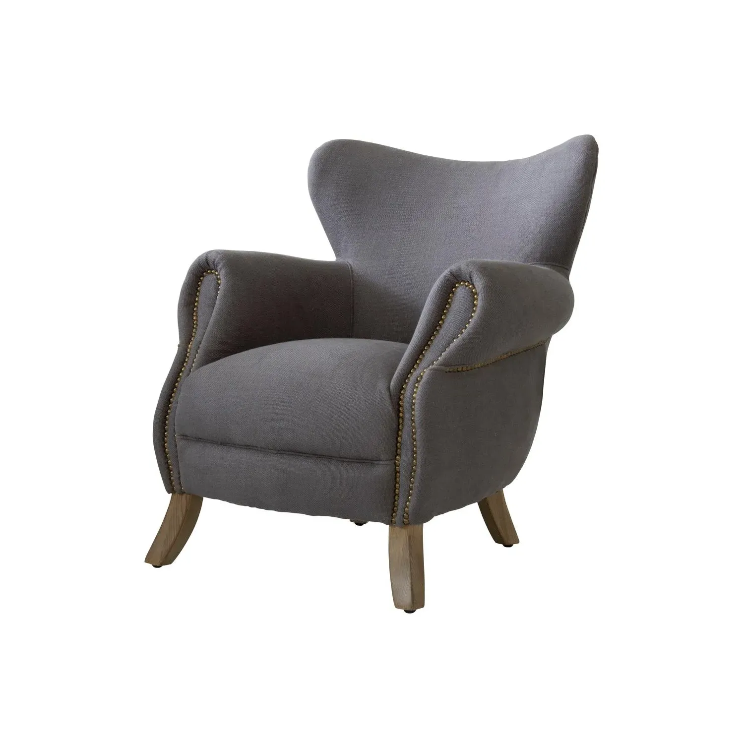 Scholar Armchair with Curved Lines - Grey, Linen product
