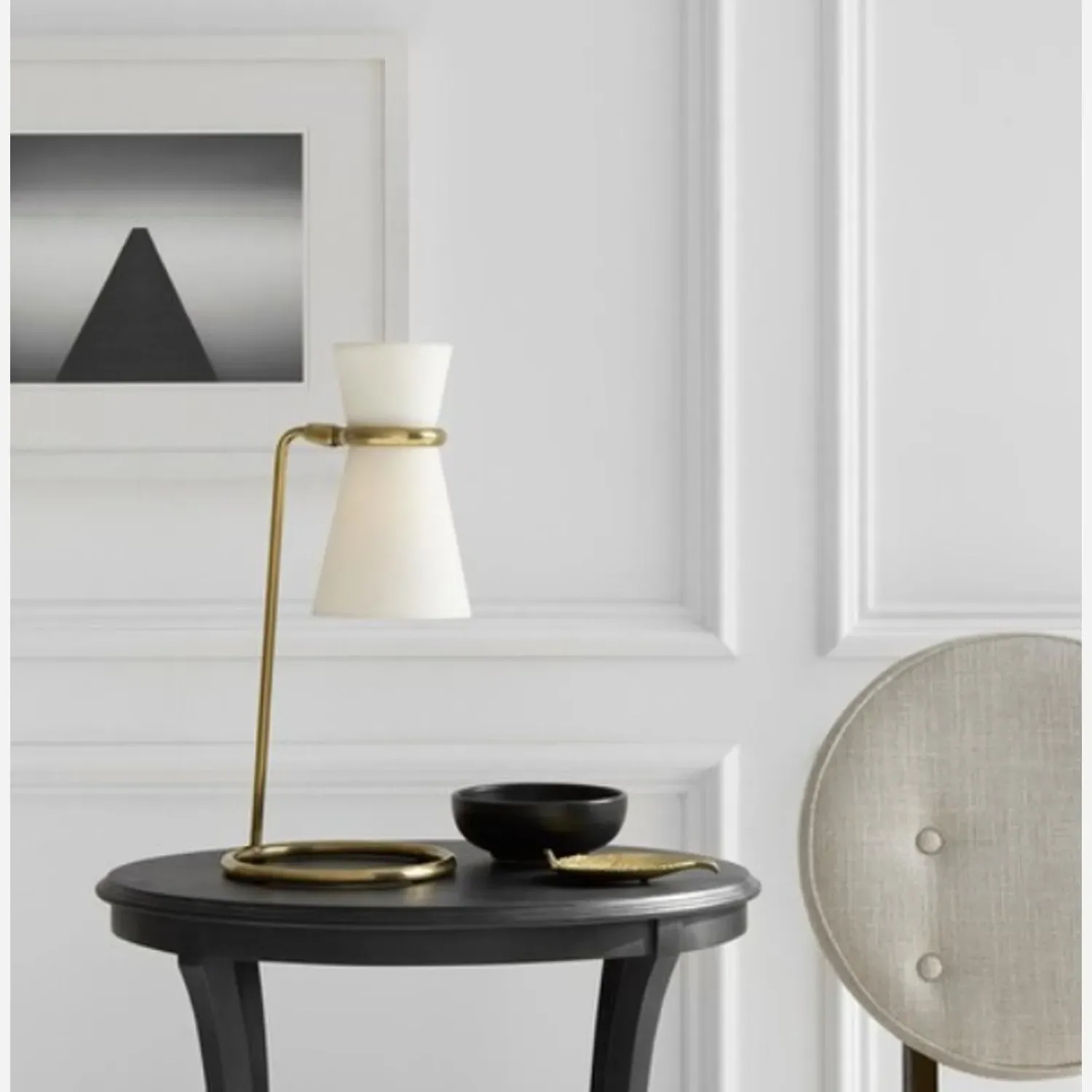 Sculptural Desk Lamp with Slender Stand - Brass, Metal alternate view