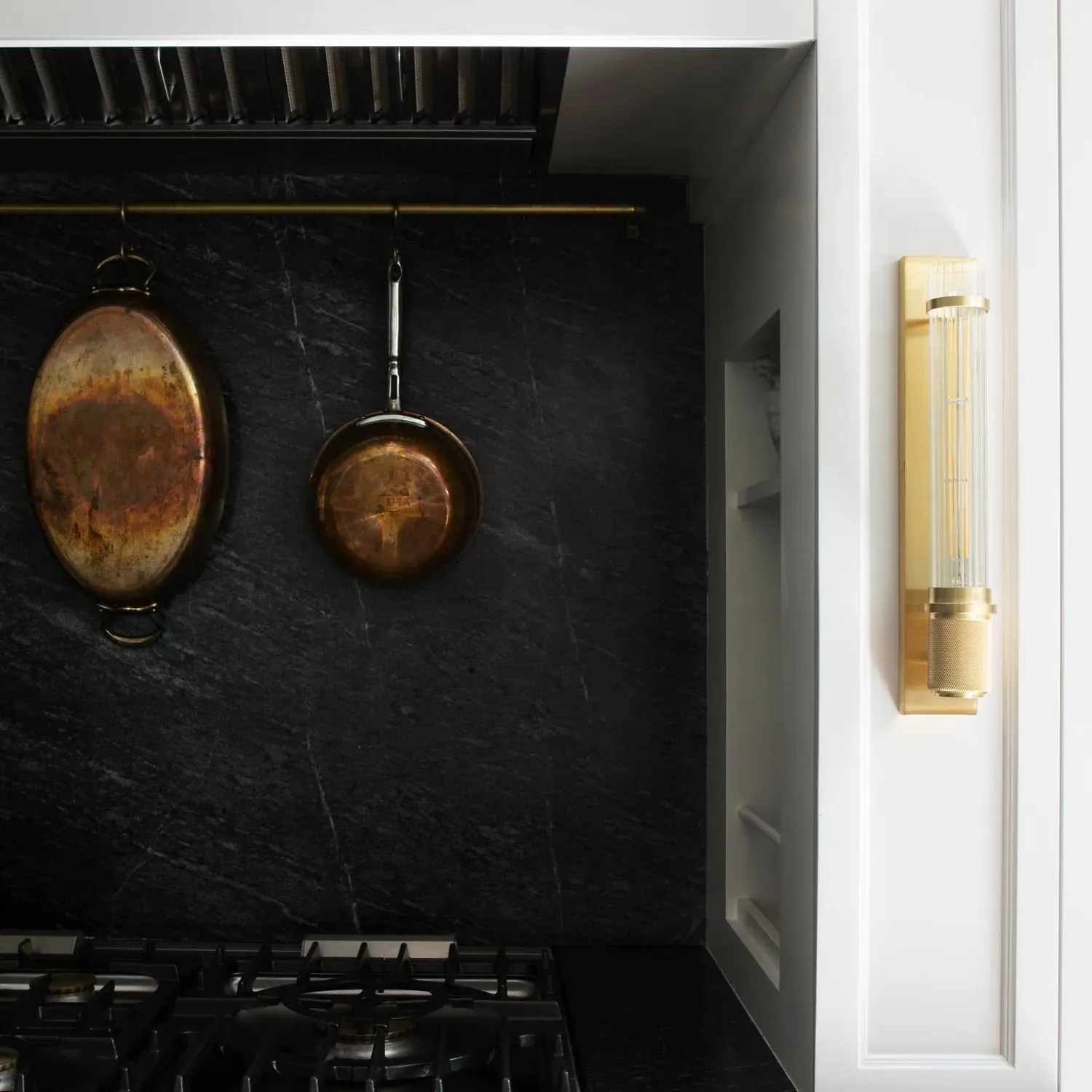 Shaw Wall Light with Fluted Glass - Aged Brass alternate view