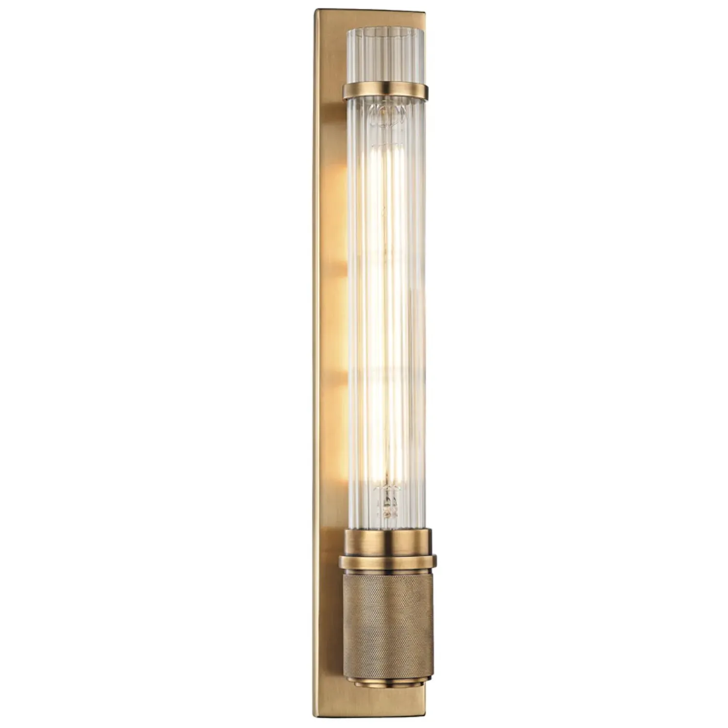 Shaw Wall Light with Fluted Glass - Aged Brass product