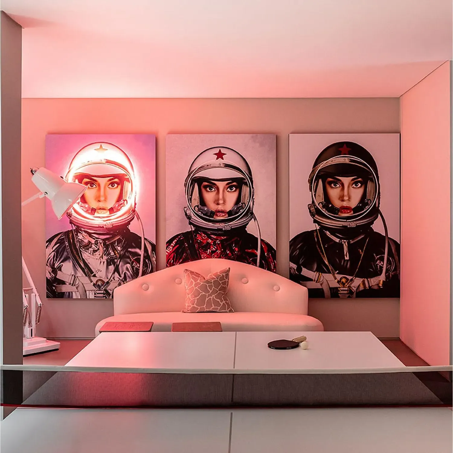 Space Girl Logos Neon Artwork - Silver alternate view