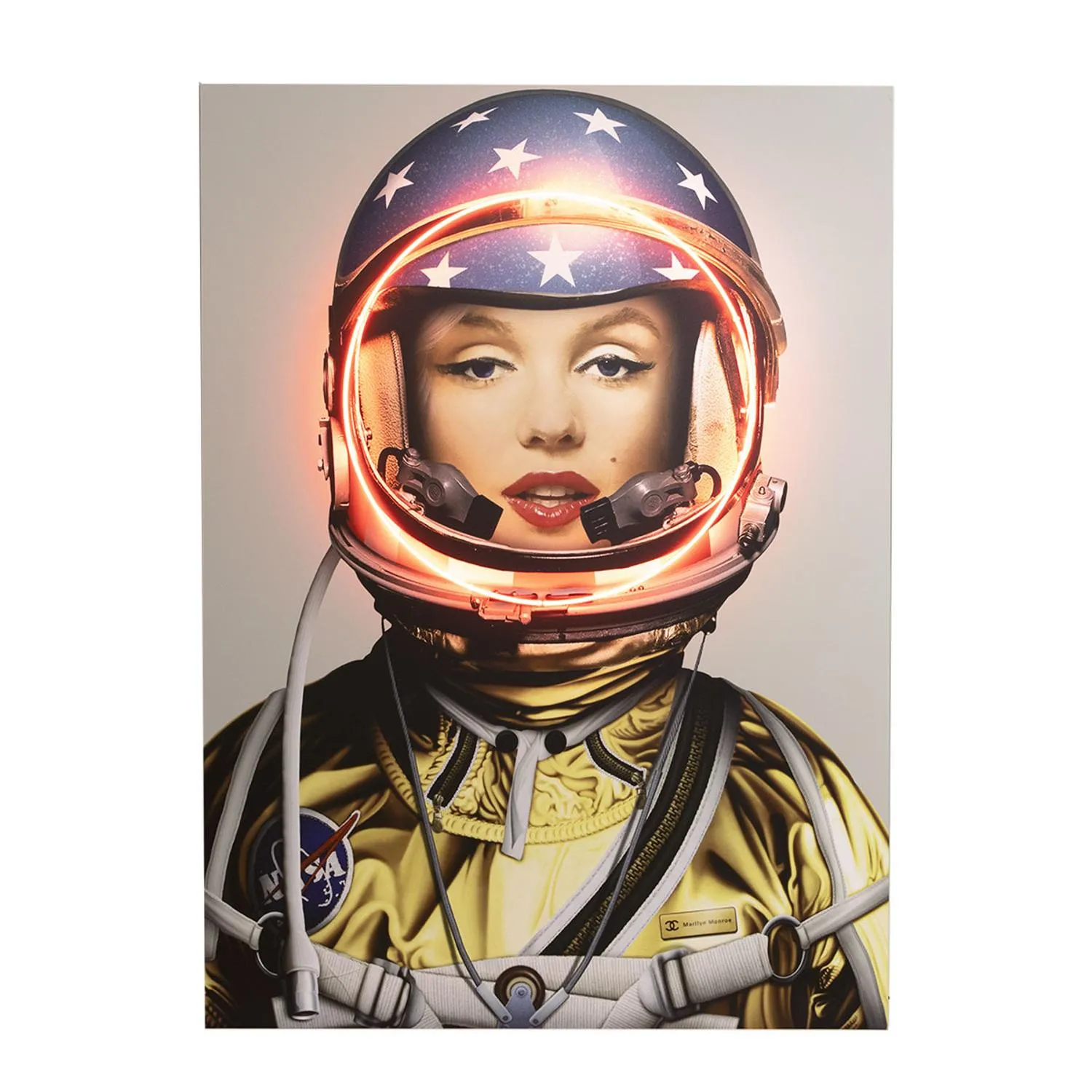 Space Girl Marilyn Neon Artwork - Gold, Aluminium product