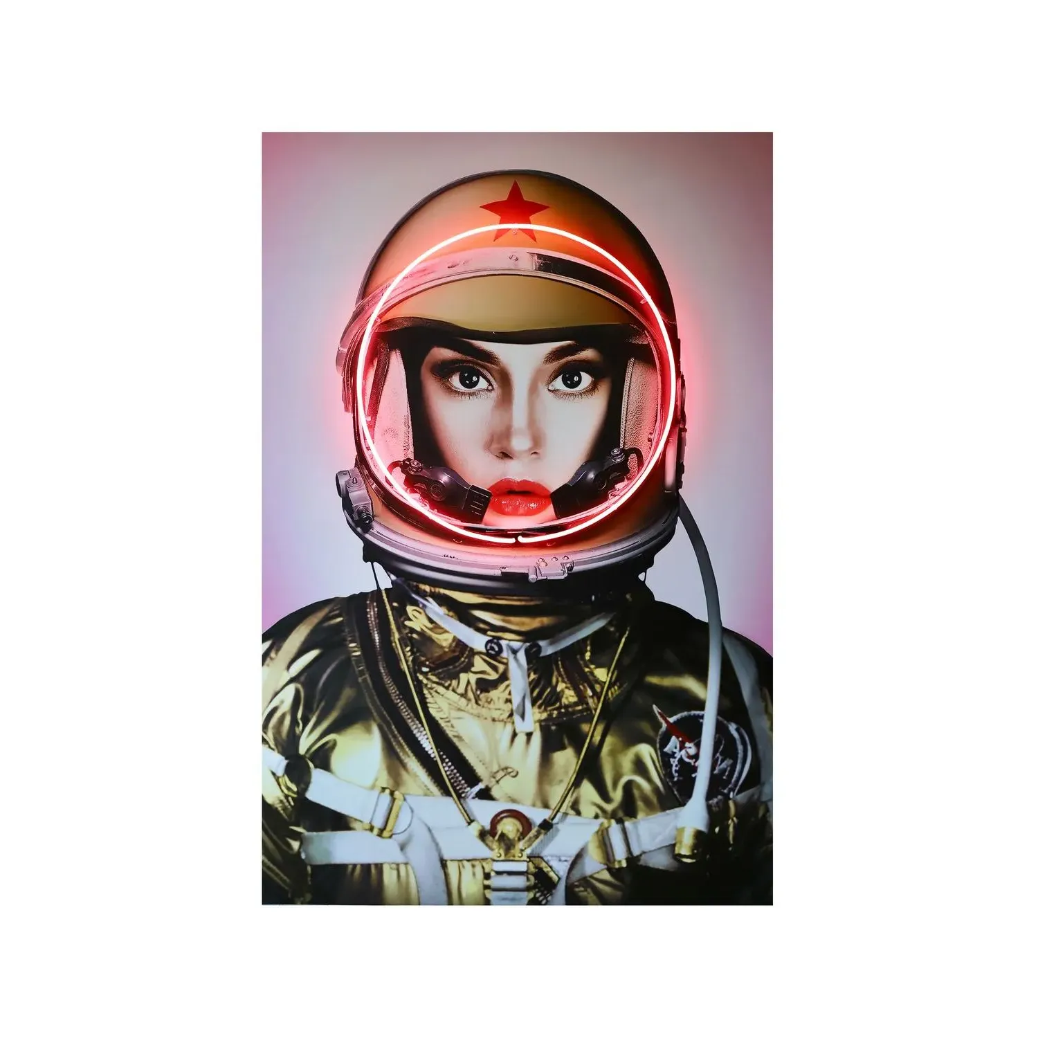 Space Girl Neon Artwork - Gold, Aluminium product