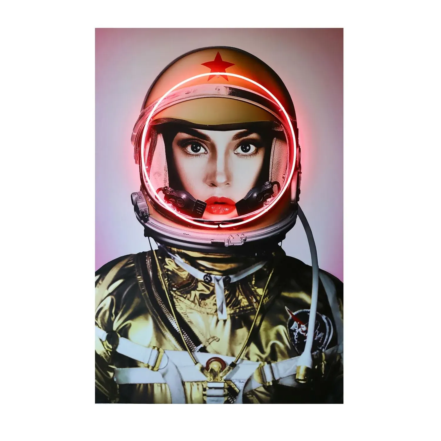 Space Girl Neon Artwork - Gold product