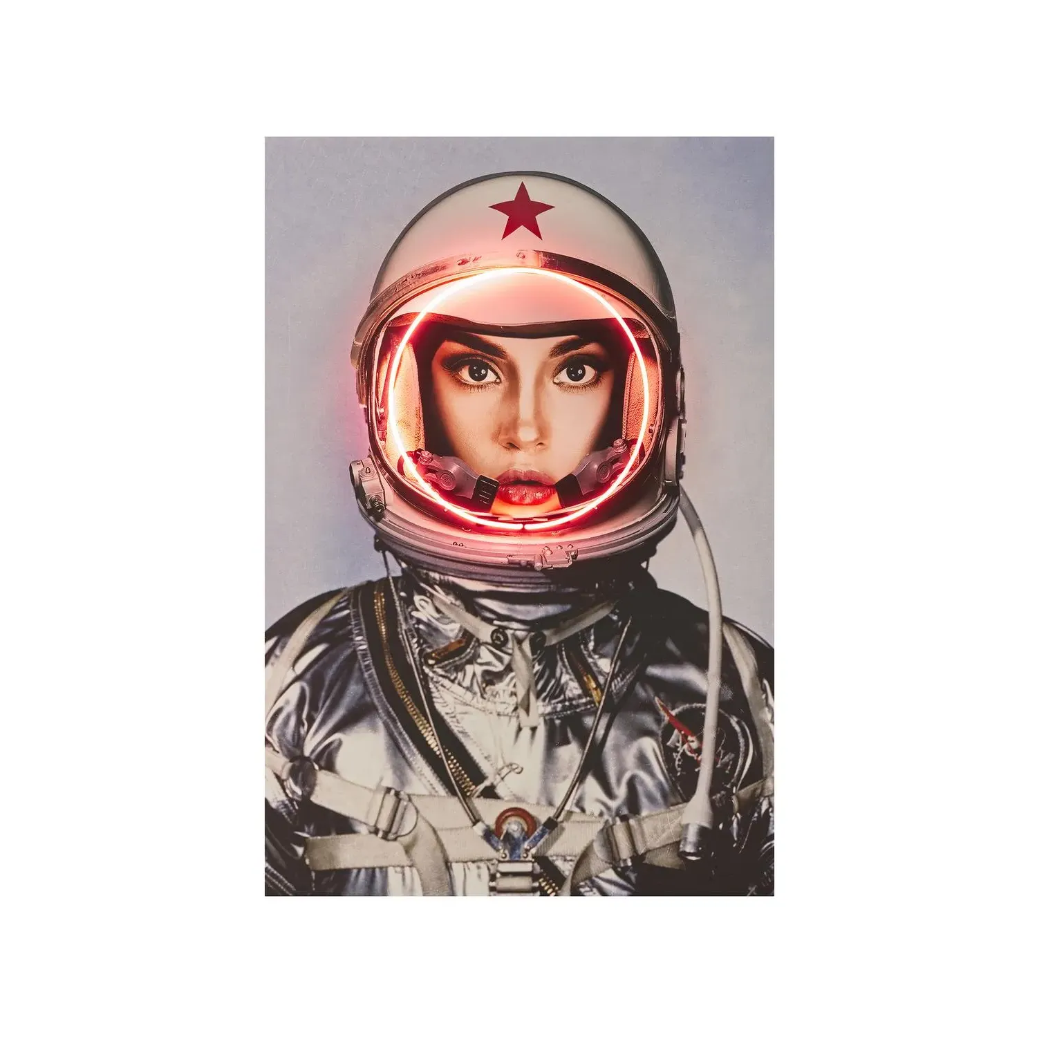 Space Girl Neon Wall Art - Silver, Aluminium product